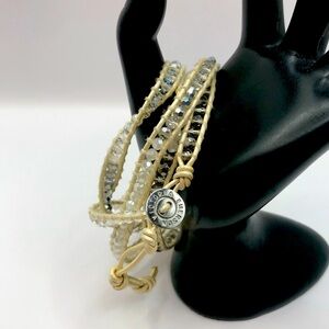 Victoria Emerson Cream & Faceted Acrylic Bead Wrap Bracelet